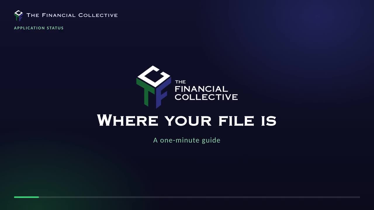Opening frame of the Application Status video guide